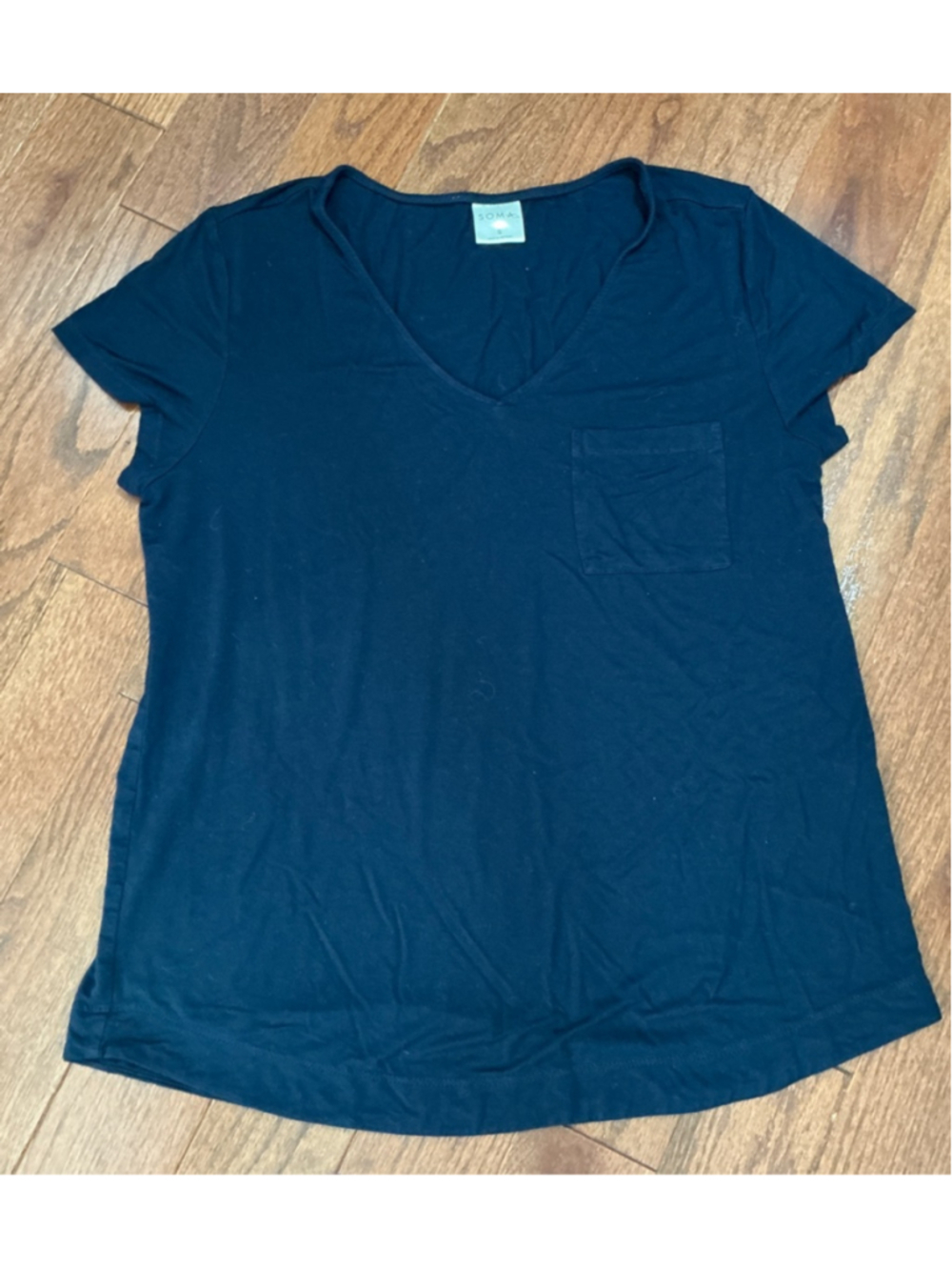 Women's Soma Navy Short Sleeve V-Neck Tee with Pocket S